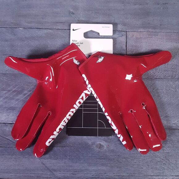 NIKE Vapor Jet Arkansas Razorbacks Football Gloves Size 2XL Maroon Red Receiver - Picture 1 of 4